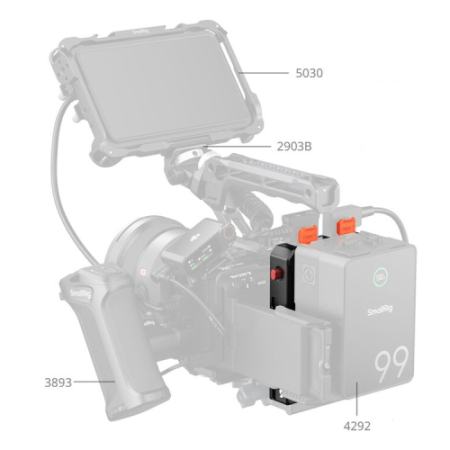 SmallRig 5653 - inteligentny adapter zasilania z płytka montażową do akumulatorów V-Mount (wersja podstawowa) - przykład użycia